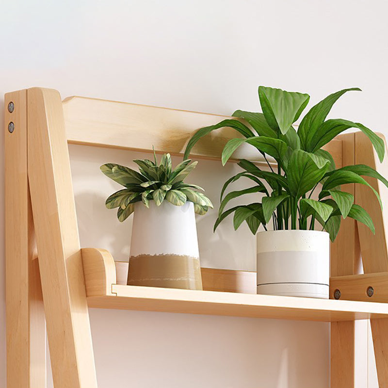 Open Back Ladder Book Shelf Wooden Bookcase with Shelves for Study Room
