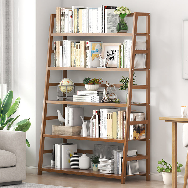 Modern Open Back Ladder Bookshelf Engineered Wood Bookcase with Shelves
