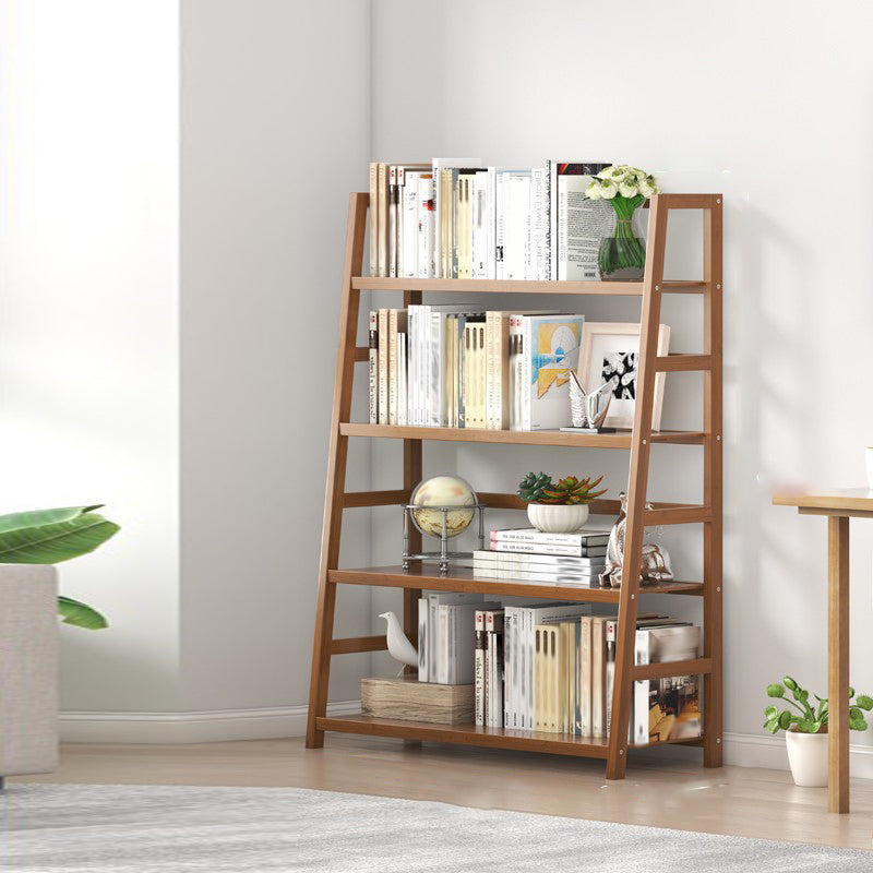 Modern Open Back Ladder Bookshelf Engineered Wood Bookcase with Shelves
