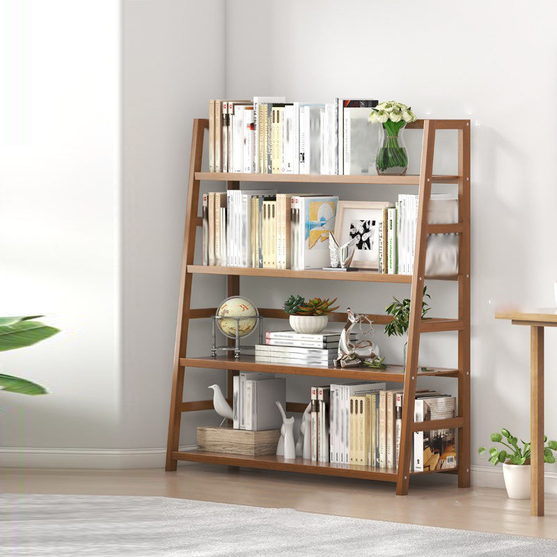 Modern Open Back Ladder Bookshelf Engineered Wood Bookcase with Shelves