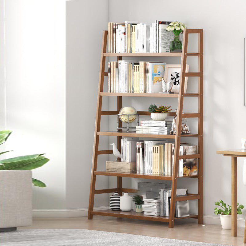 Modern Open Back Ladder Bookshelf Engineered Wood Bookcase with Shelves
