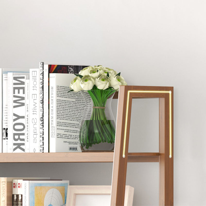 Modern Open Back Ladder Bookshelf Engineered Wood Bookcase with Shelves