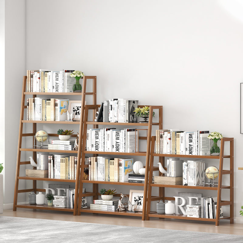 Modern Open Back Ladder Bookshelf Engineered Wood Bookcase with Shelves