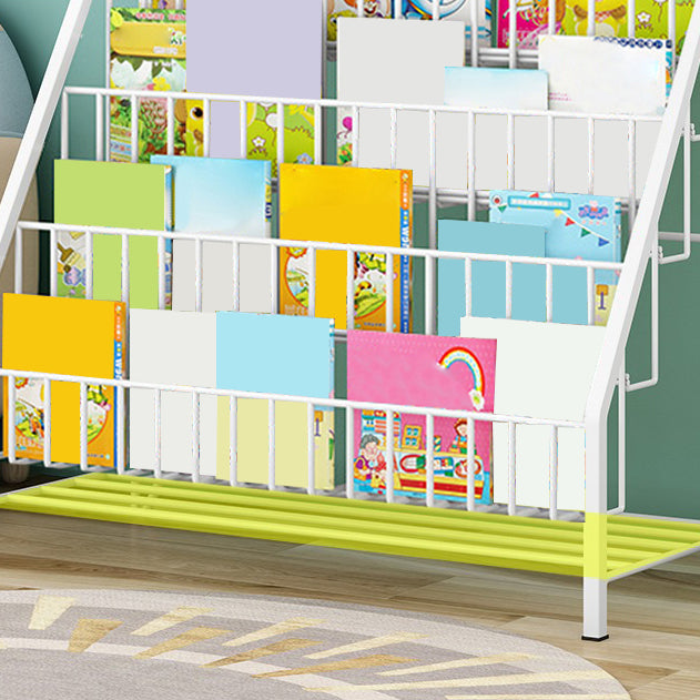 Modern Closed Back Ladder Bookshelf Metal Shelves Included Bookcase