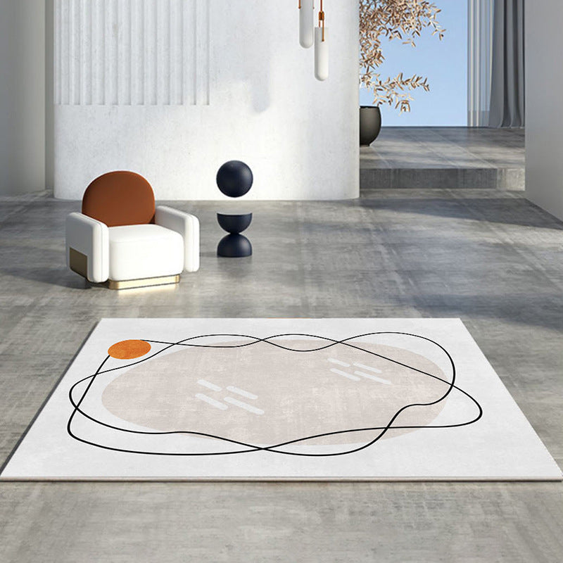 Modern Beige Rug Polyester Color Lump Rug Washable Rug for Living Room