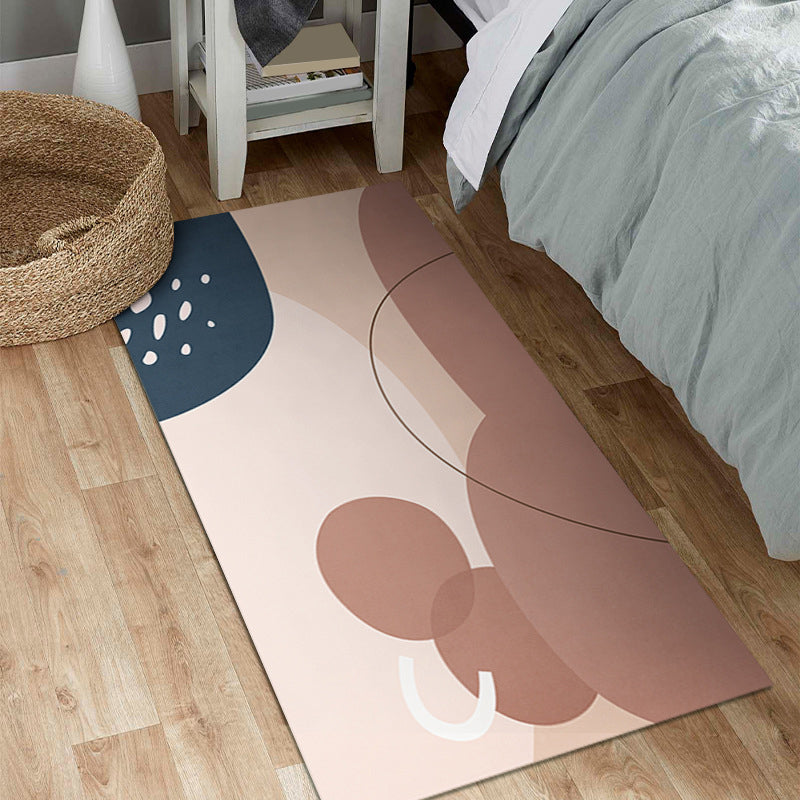 Nordic Dark Brown Rug Polyester Color Lump Rug Tear Resistant Rug for Bedroom