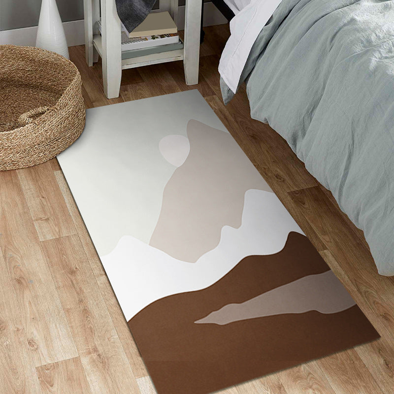 Nordic Dark Brown Rug Polyester Color Lump Rug Tear Resistant Rug for Bedroom