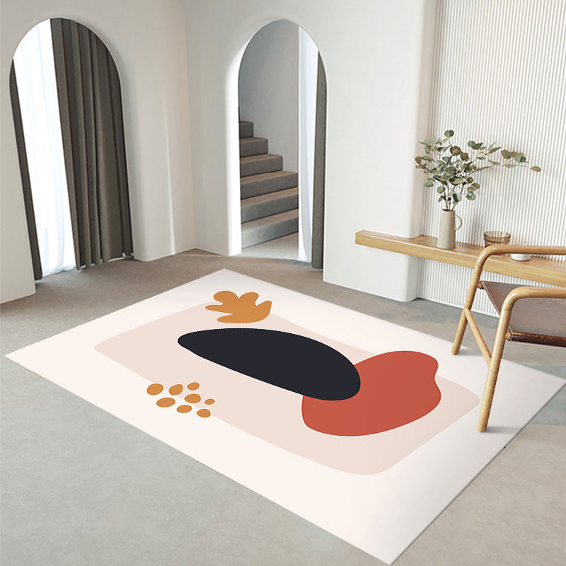 Nordic White Rug Polyester Color Piece Rug Tear Resistant Rug for Living Room
