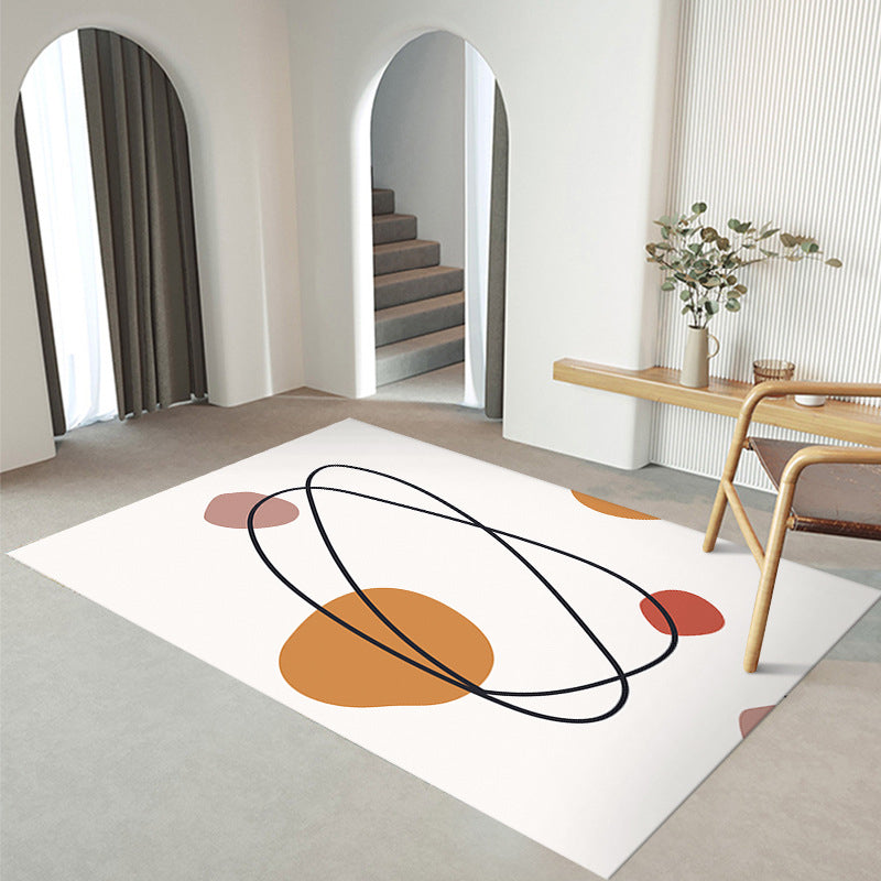 Nordic White Rug Polyester Color Piece Rug Tear Resistant Rug for Living Room