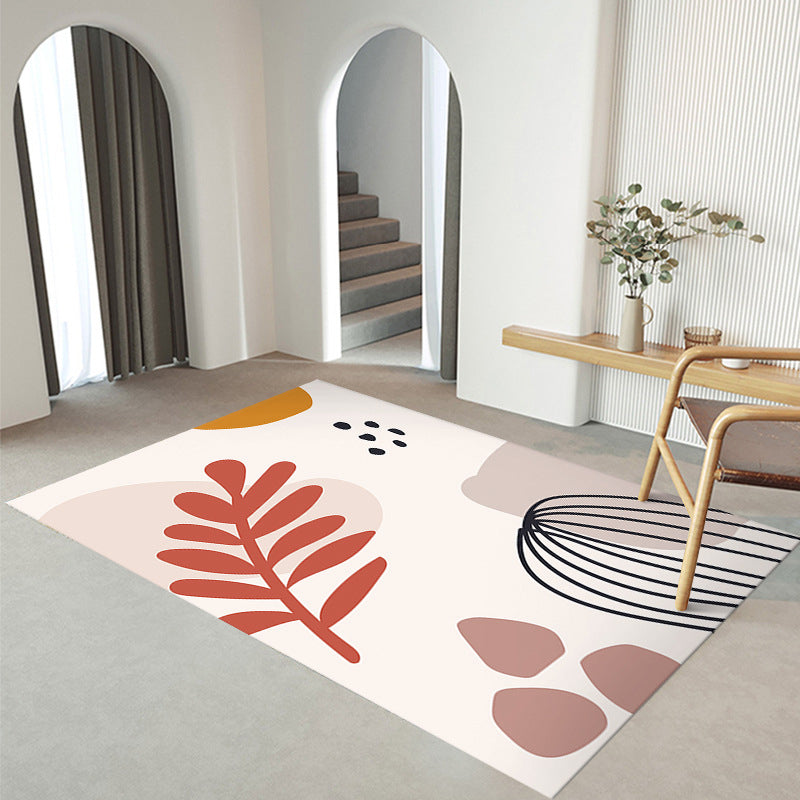 Nordic White Rug Polyester Color Piece Rug Tear Resistant Rug for Living Room