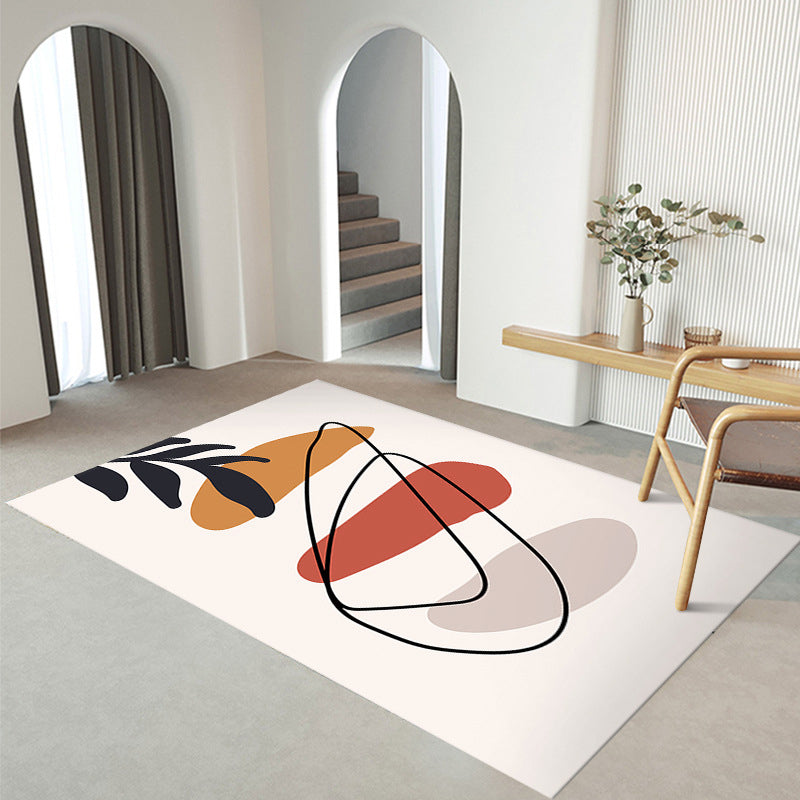 Nordic White Rug Polyester Color Piece Rug Tear Resistant Rug for Living Room