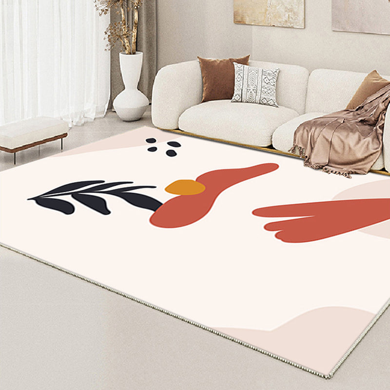 Nordic White Rug Polyester Color Piece Rug Tear Resistant Rug for Living Room