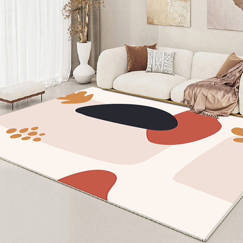Nordic White Rug Polyester Color Piece Rug Tear Resistant Rug for Living Room