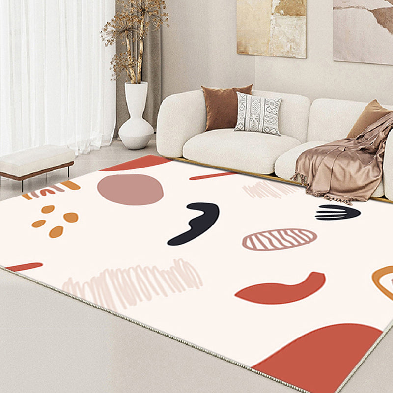 Nordic White Rug Polyester Color Piece Rug Tear Resistant Rug for Living Room