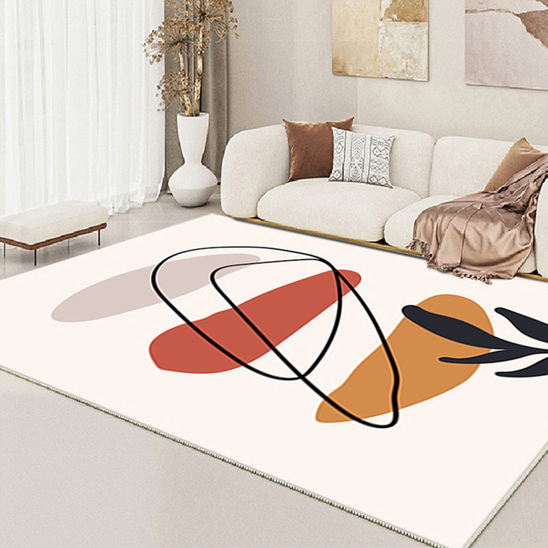 Nordic White Rug Polyester Color Piece Rug Tear Resistant Rug for Living Room