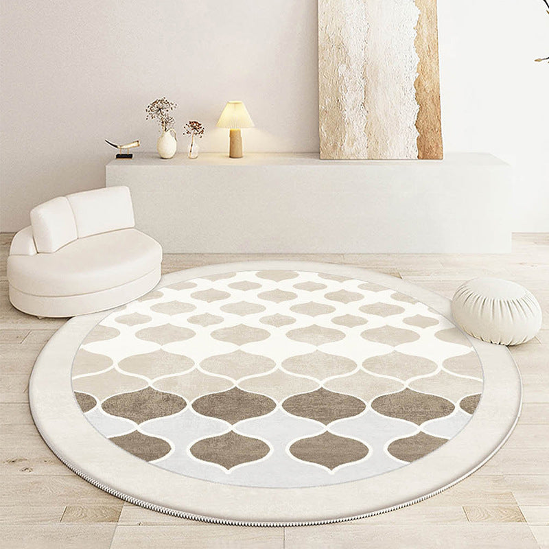 Brown Casual Rug Diamond Polyester Rug Washable Rug for Drawing Room