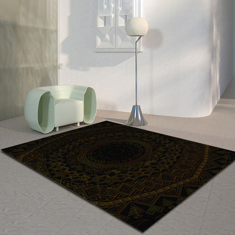 Black Modern Rug Polyester Graphic Indoor Rug Tear Resistant Rug for Living Room