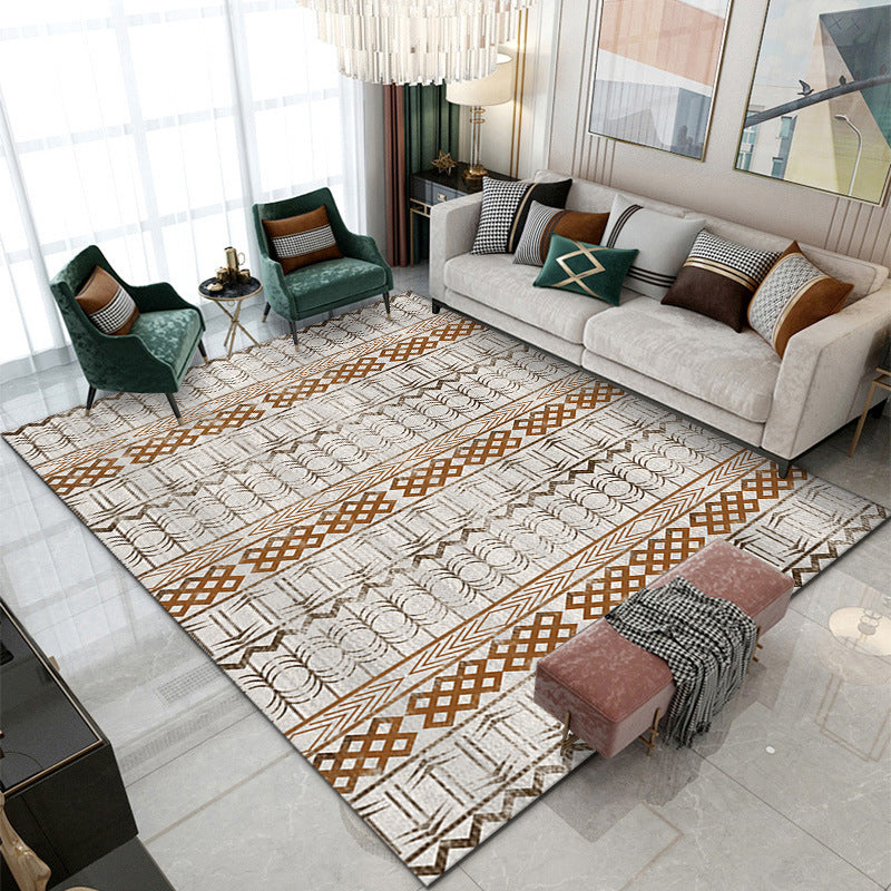 Atrovirens Modern Rug Polyester Pattern Rug Tear Resistant Rug for Drawing Room