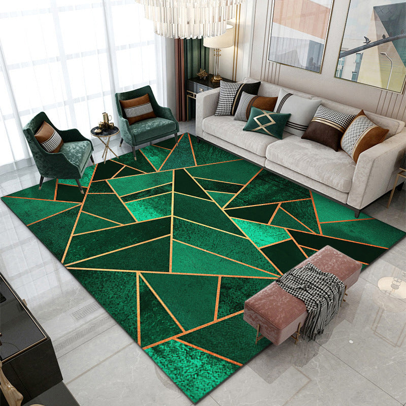 Atrovirens Modern Rug Polyester Pattern Rug Tear Resistant Rug for Drawing Room
