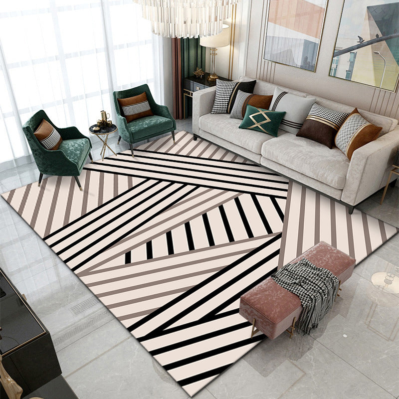 Atrovirens Modern Rug Polyester Pattern Rug Tear Resistant Rug for Drawing Room