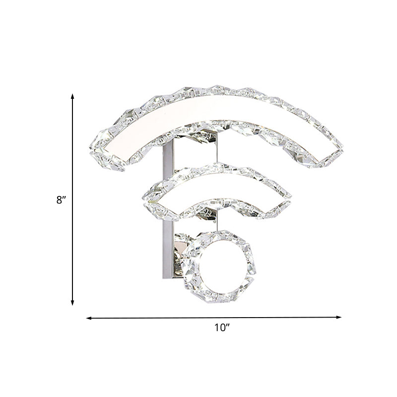 WIFI-Shape Sconce Lighting Nordic Crystal LED Nickel Wall Lamp Fixture in Warm/White Light for Bedside