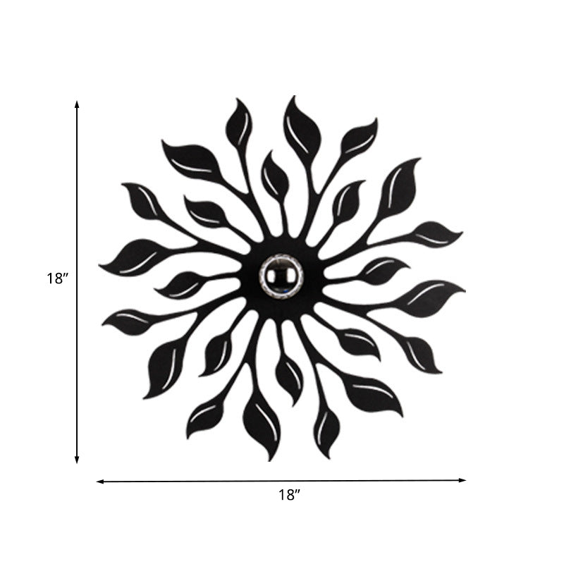 Black Finish Blossom Wall Sconce Light Nordic LED Metal Wall Mounted Lamp for Living Room