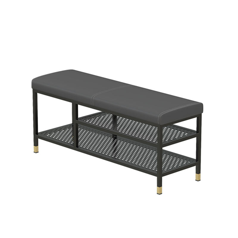 Modern Entryway Bench Cushioned Metal Seating Bench with Shelves , 12.5" Width