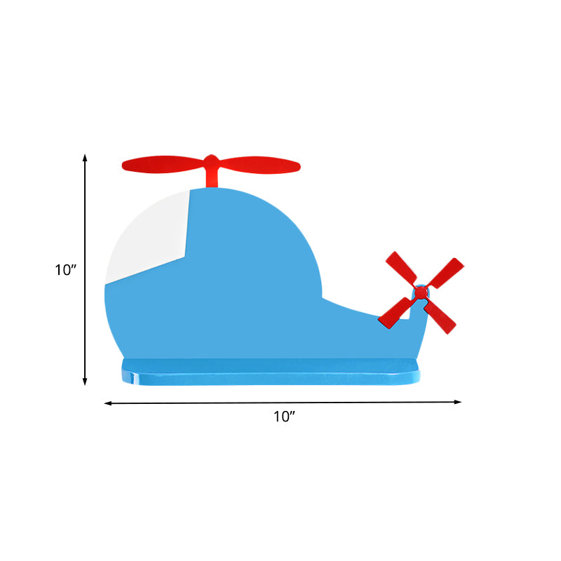 Airplane Wall Lighting Cartoon Metal LED Blue Wall Sconce Lamp in White/3 Color Light for Child Bedroom