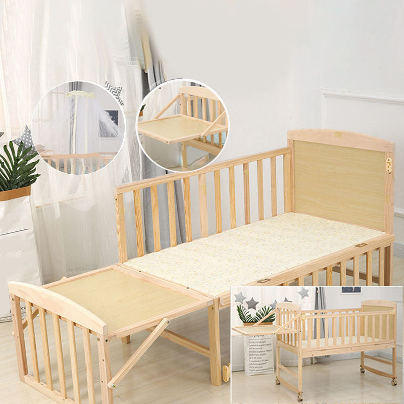 Coir Fiber Nursery Bed Pine Modern Convertible Crib with Casters