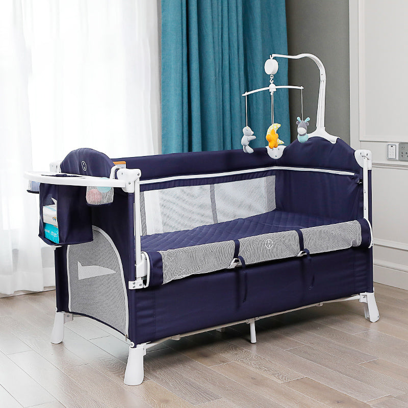 Modern Nursery Crib with Mattress and Casters Arched Crib in Iron