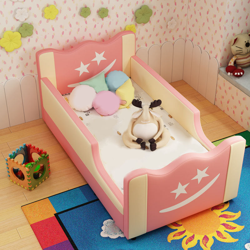 Contemporary Nursery Bed with Guardrail and Mattress in Pine Wood