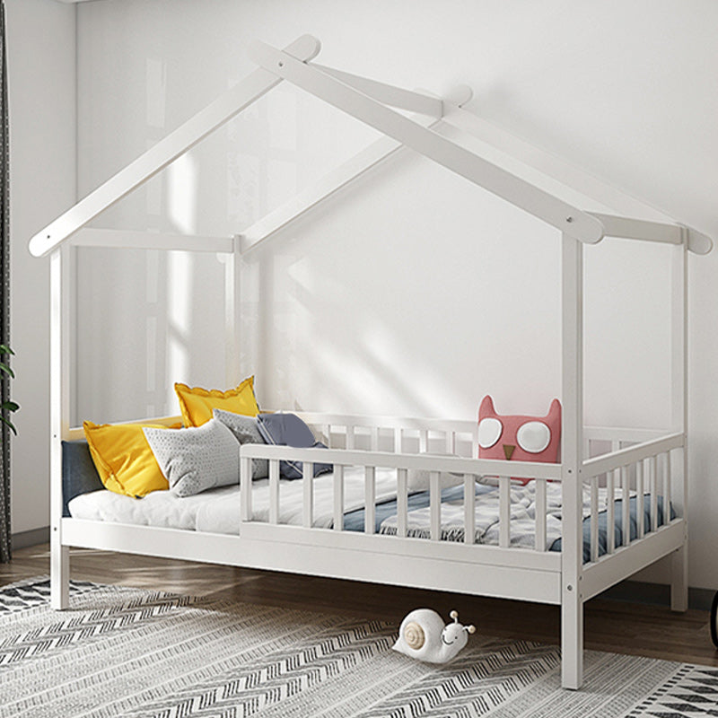 Solid Wood Nursery Crib with Casters Scandinavian Baby Crib with Guardrail