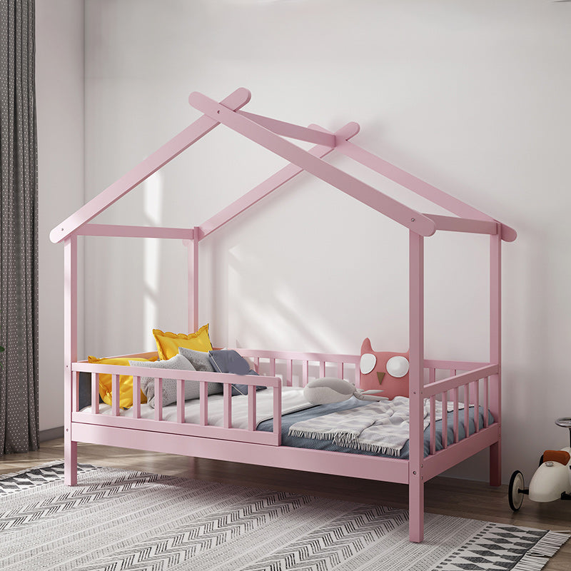 Solid Wood Nursery Crib with Casters Scandinavian Baby Crib with Guardrail