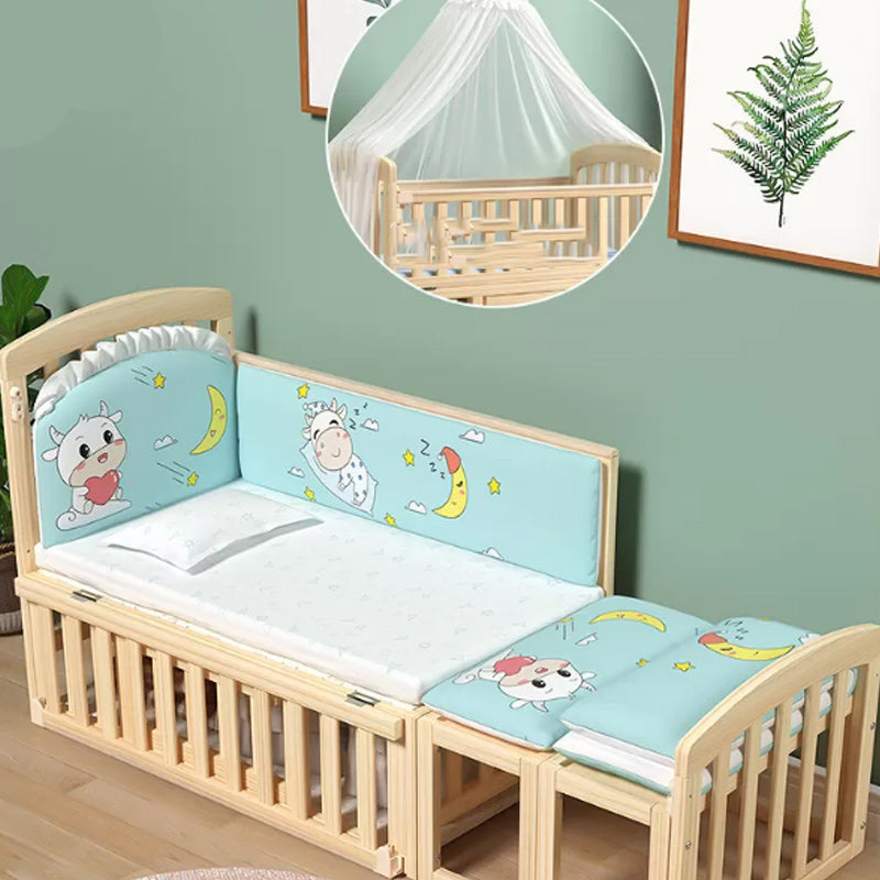 Modern Solid Wood Nursery Crib Guardrail Baby Crib with Storage