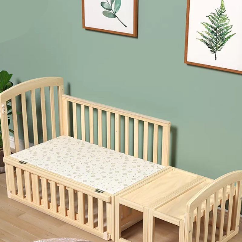 Modern Solid Wood Nursery Crib Guardrail Baby Crib with Storage