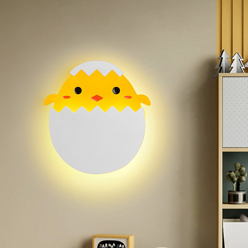 Eggette/Dinosaur Wall Lighting Cartoon Acrylic LED Green/Yellow Wall Sconce Lamp in White/Warm Light for Kids Bedside