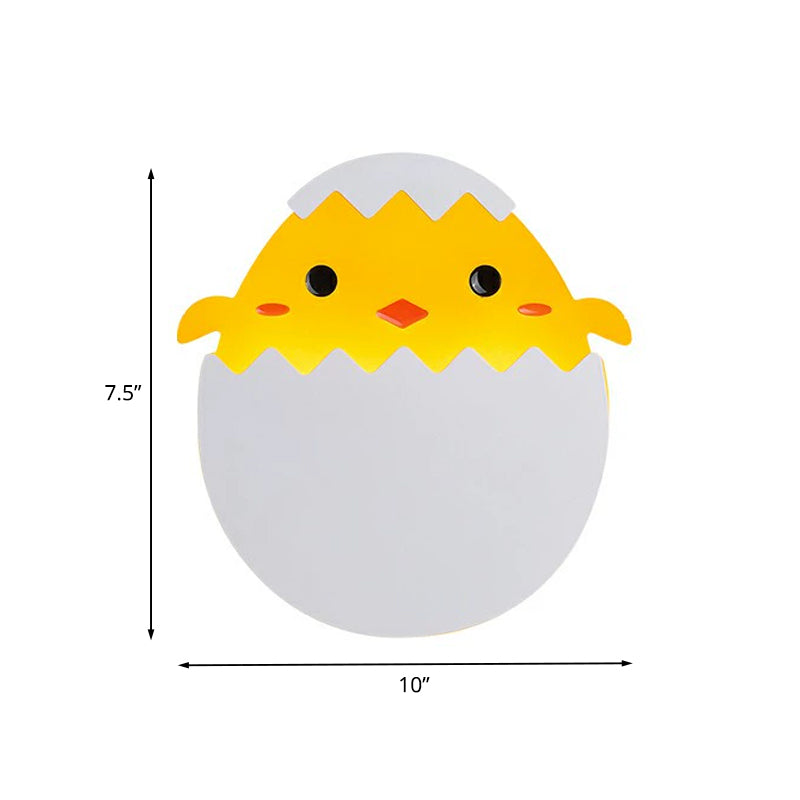 Eggette/Dinosaur Wall Lighting Cartoon Acrylic LED Green/Yellow Wall Sconce Lamp in White/Warm Light for Kids Bedside