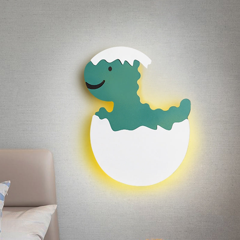 Eggette/Dinosaurier Wandbeleuchtung Cartoon Acryl LED Grüne/gelbe Wandleuchte in Weiß/warmes Licht für Kinder Bett