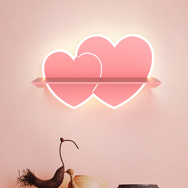 IJzeren kokosboom/auto/vliegtuigmuurverlichting cartoon LED blauw/roze sconce lamp armatuur met opbergdesk in wit/warm licht