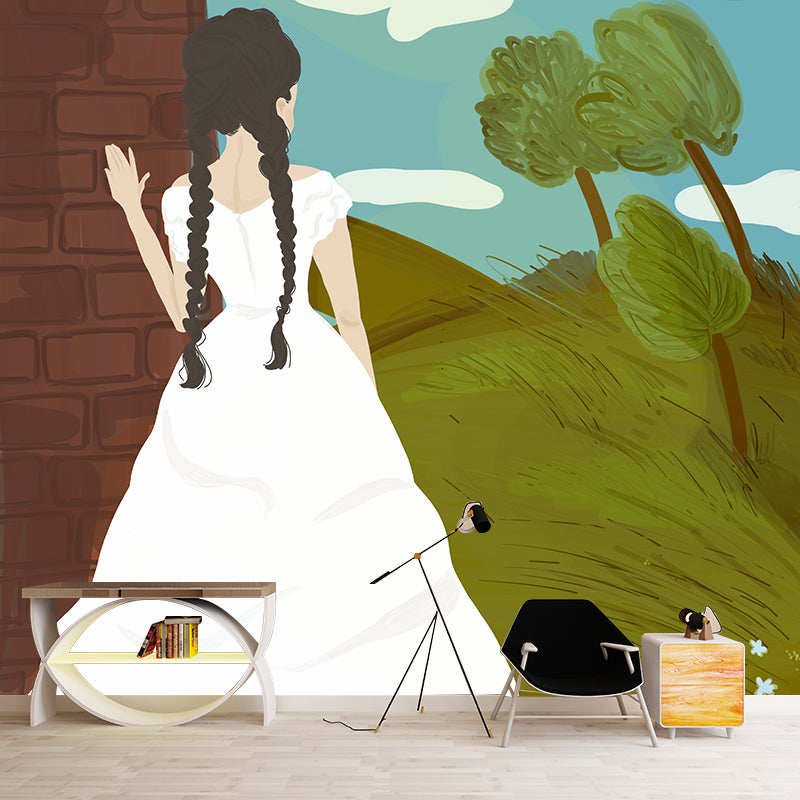 Figure Illustration Mural Mildew Resistant Wallpaper Sleeping Room Wall Mural