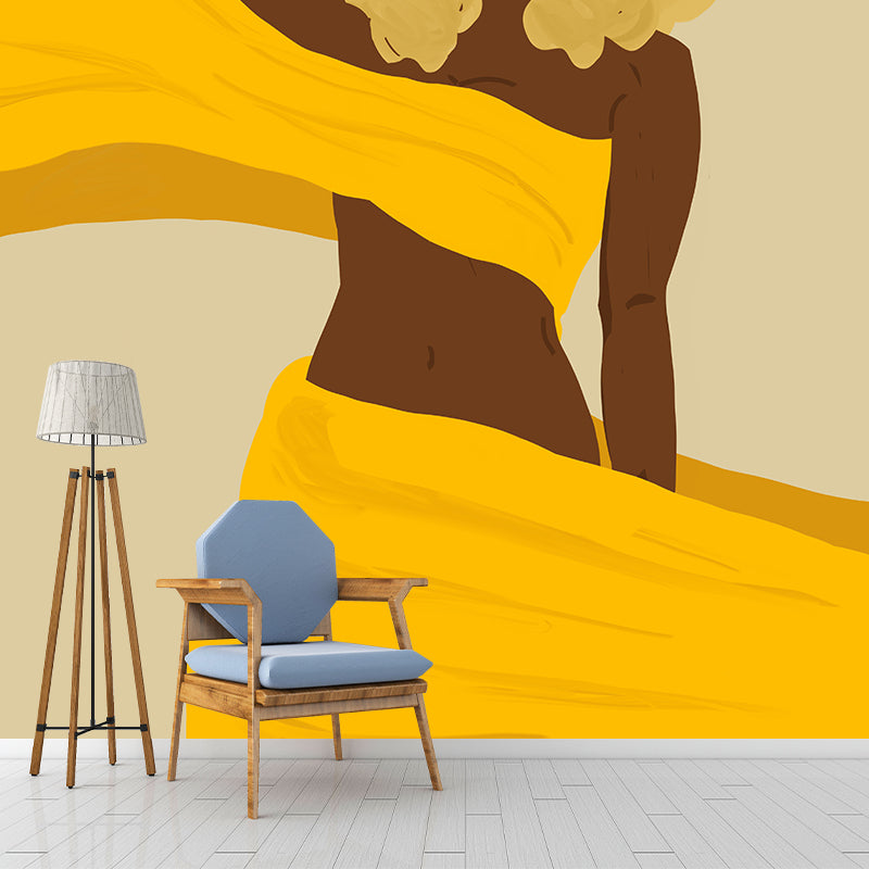 Figure Illustration Mural Mildew Resistant Wallpaper Sleeping Room Wall Mural