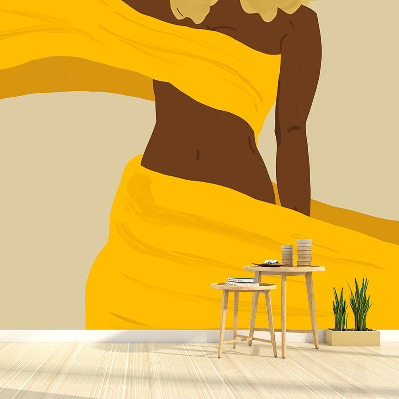 Figure Illustration Mural Mildew Resistant Wallpaper Sleeping Room Wall Mural