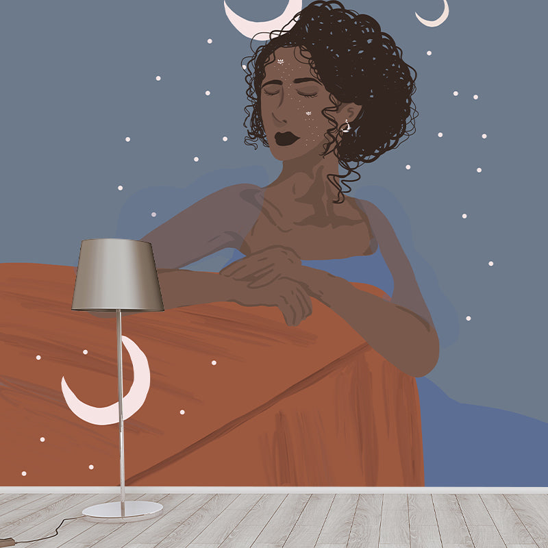 Figure Illustration Mural Mildew Resistant Wallpaper Sleeping Room Wall Mural