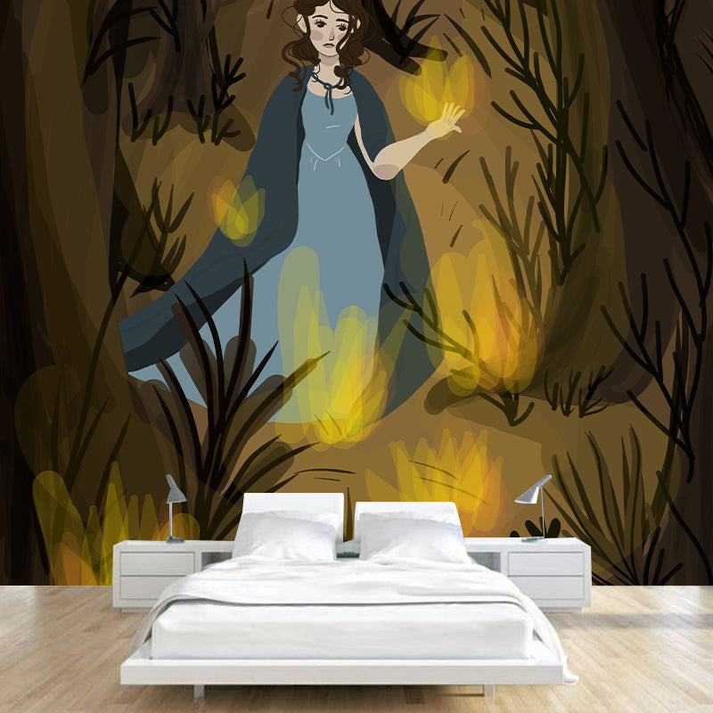 Figure Illustration Mural Mildew Resistant Wallpaper Sleeping Room Wall Mural