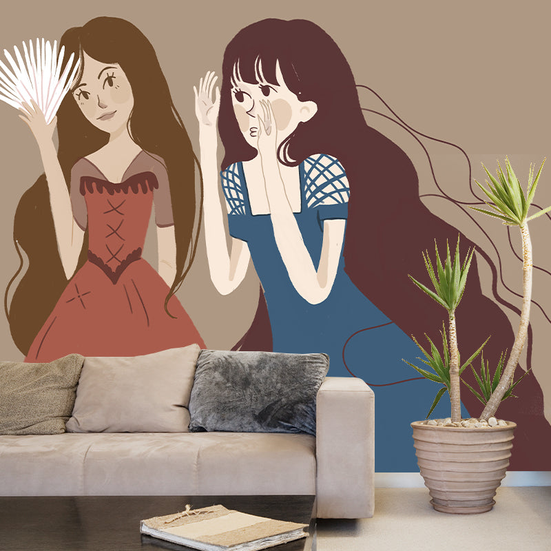 Illustration Mildew Resistant Mural Wallpaper Portraiture Indoor Wall Mural