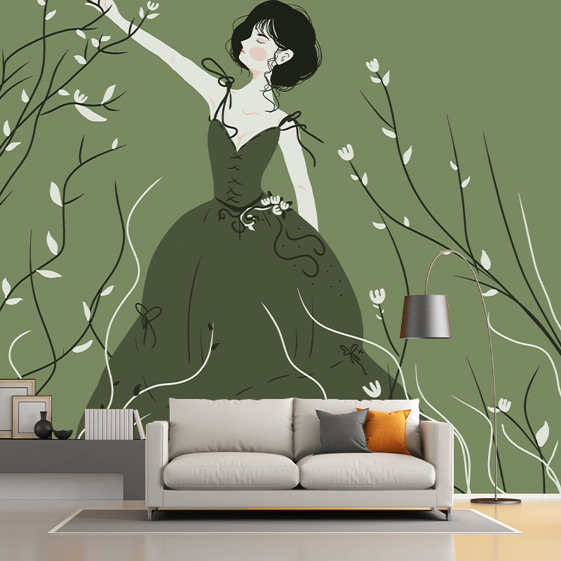 Illustration Mildew Resistant Mural Wallpaper Portraiture Indoor Wall Mural