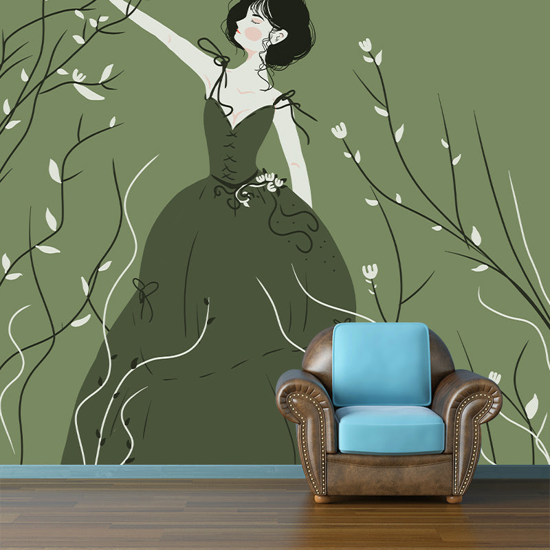 Illustration Mildew Resistant Mural Wallpaper Portraiture Indoor Wall Mural