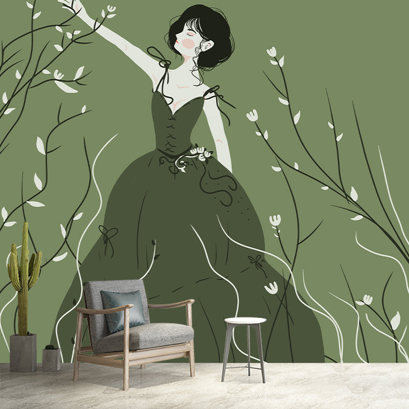 Illustration Mildew Resistant Mural Wallpaper Portraiture Indoor Wall Mural