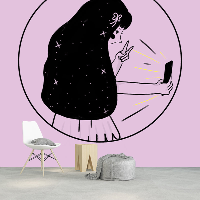 Illustration Mildew Resistant Mural Wallpaper Portraiture Indoor Wall Mural