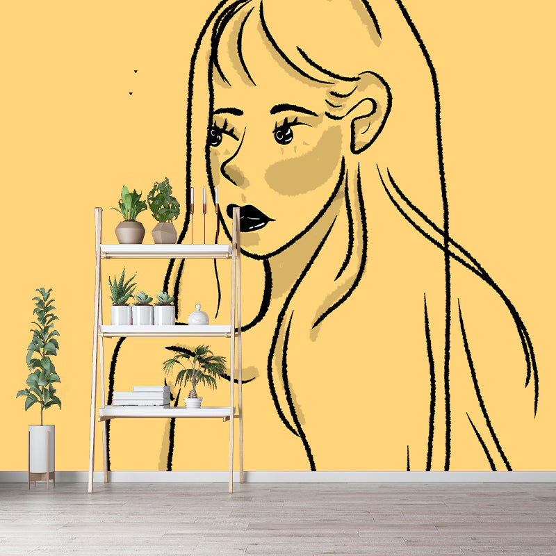 Stain Resistant Mural Cartoon Figure Illustration Living Room Wall Mural